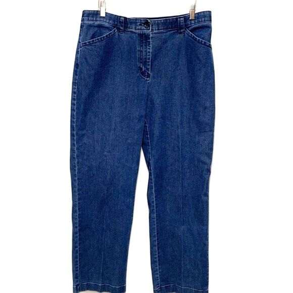L.L. Bean Classic Fit Blue High Rise Medium Wash Trouser Style Jeans Size 16 - Picture 2 of 13